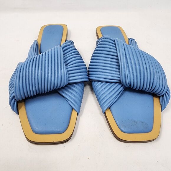 JF Estelle Flat Slide Sandal Blue Knot Size 10 Slip On Padded EUC - Picture 2 of 8